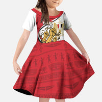 Egypt Revolution Day Family Matching Off Shoulder Maxi Dress and Hawaiian Shirt Coat of Arms Egyptian Pattern