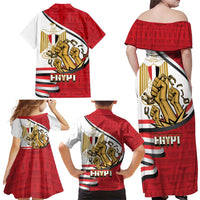 Egypt Revolution Day Family Matching Off Shoulder Maxi Dress and Hawaiian Shirt Coat of Arms Egyptian Pattern