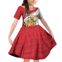 Egypt Revolution Day Family Matching Off Shoulder Short Dress and Hawaiian Shirt Coat of Arms Egyptian Pattern