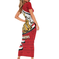 Egypt Revolution Day Family Matching Short Sleeve Bodycon Dress and Hawaiian Shirt Coat of Arms Egyptian Pattern