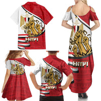 Egypt Revolution Day Family Matching Summer Maxi Dress and Hawaiian Shirt Coat of Arms Egyptian Pattern