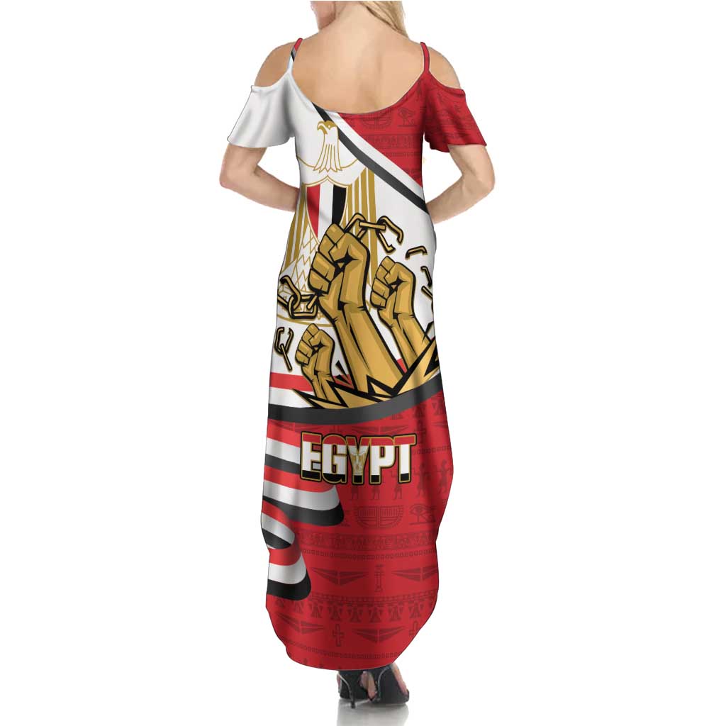 Egypt Revolution Day Family Matching Summer Maxi Dress and Hawaiian Shirt Coat of Arms Egyptian Pattern