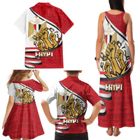 Egypt Revolution Day Family Matching Tank Maxi Dress and Hawaiian Shirt Coat of Arms Egyptian Pattern