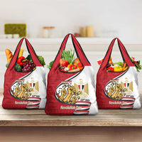 Egypt Revolution Day Grocery Bag Coat of Arms Egyptian Pattern