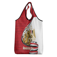 Egypt Revolution Day Grocery Bag Coat of Arms Egyptian Pattern