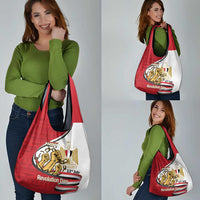Egypt Revolution Day Grocery Bag Coat of Arms Egyptian Pattern