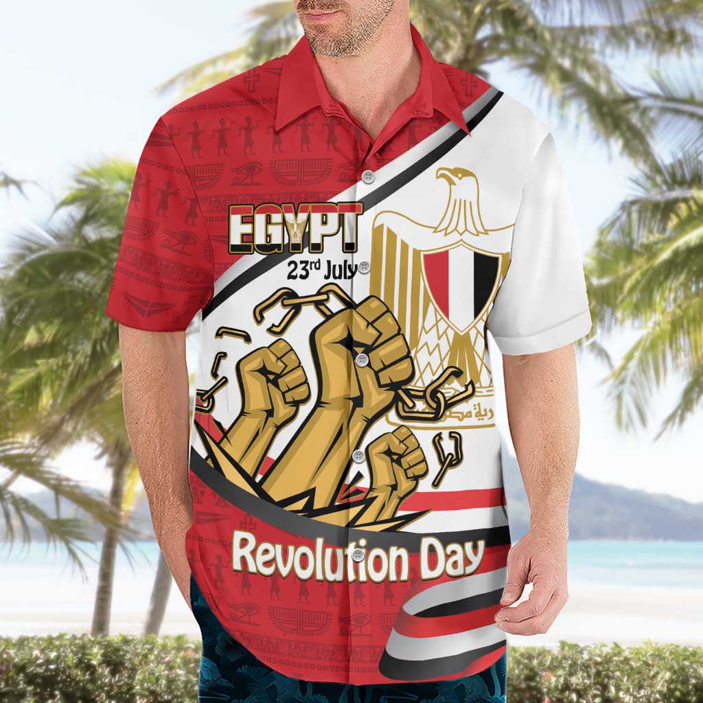 Egypt Revolution Day Hawaiian Shirt Coat of Arms Egyptian Pattern