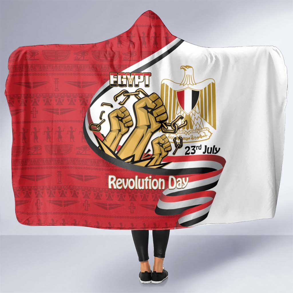 Egypt Revolution Day Hooded Blanket Coat of Arms Egyptian Pattern
