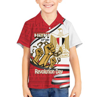 Egypt Revolution Day Kid Hawaiian Shirt Coat of Arms Egyptian Pattern