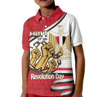 Egypt Revolution Day Kid Polo Shirt Coat of Arms Egyptian Pattern