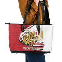 Egypt Revolution Day Leather Tote Bag Coat of Arms Egyptian Pattern