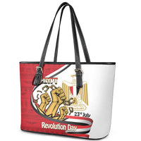 Egypt Revolution Day Leather Tote Bag Coat of Arms Egyptian Pattern