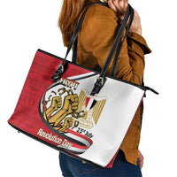 Egypt Revolution Day Leather Tote Bag Coat of Arms Egyptian Pattern