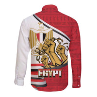 Egypt Revolution Day Long Sleeve Button Shirt Coat of Arms Egyptian Pattern