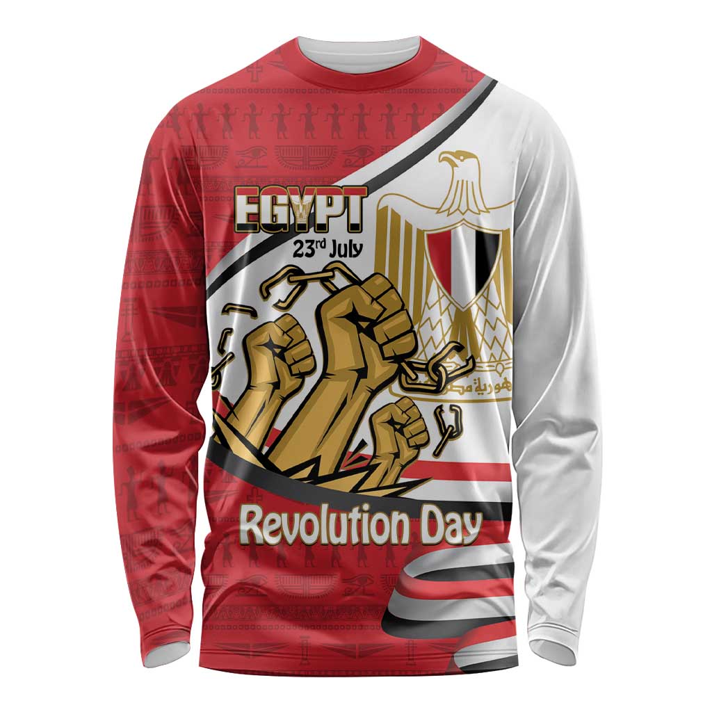 Egypt Revolution Day Long Sleeve Shirt Coat of Arms Egyptian Pattern