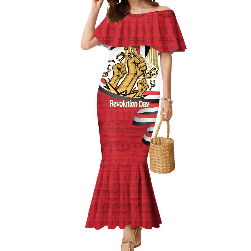 Egypt Revolution Day Mermaid Dress Coat of Arms Egyptian Pattern