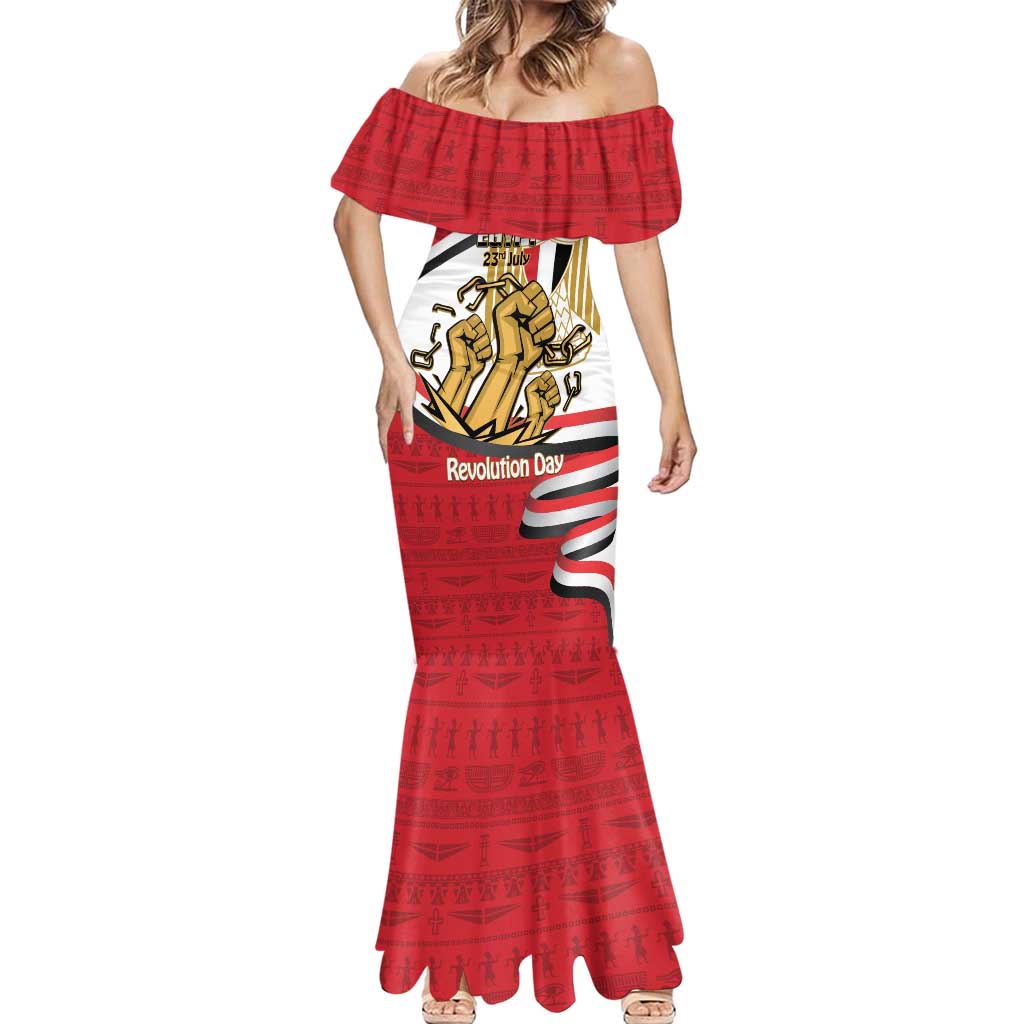 Egypt Revolution Day Mermaid Dress Coat of Arms Egyptian Pattern