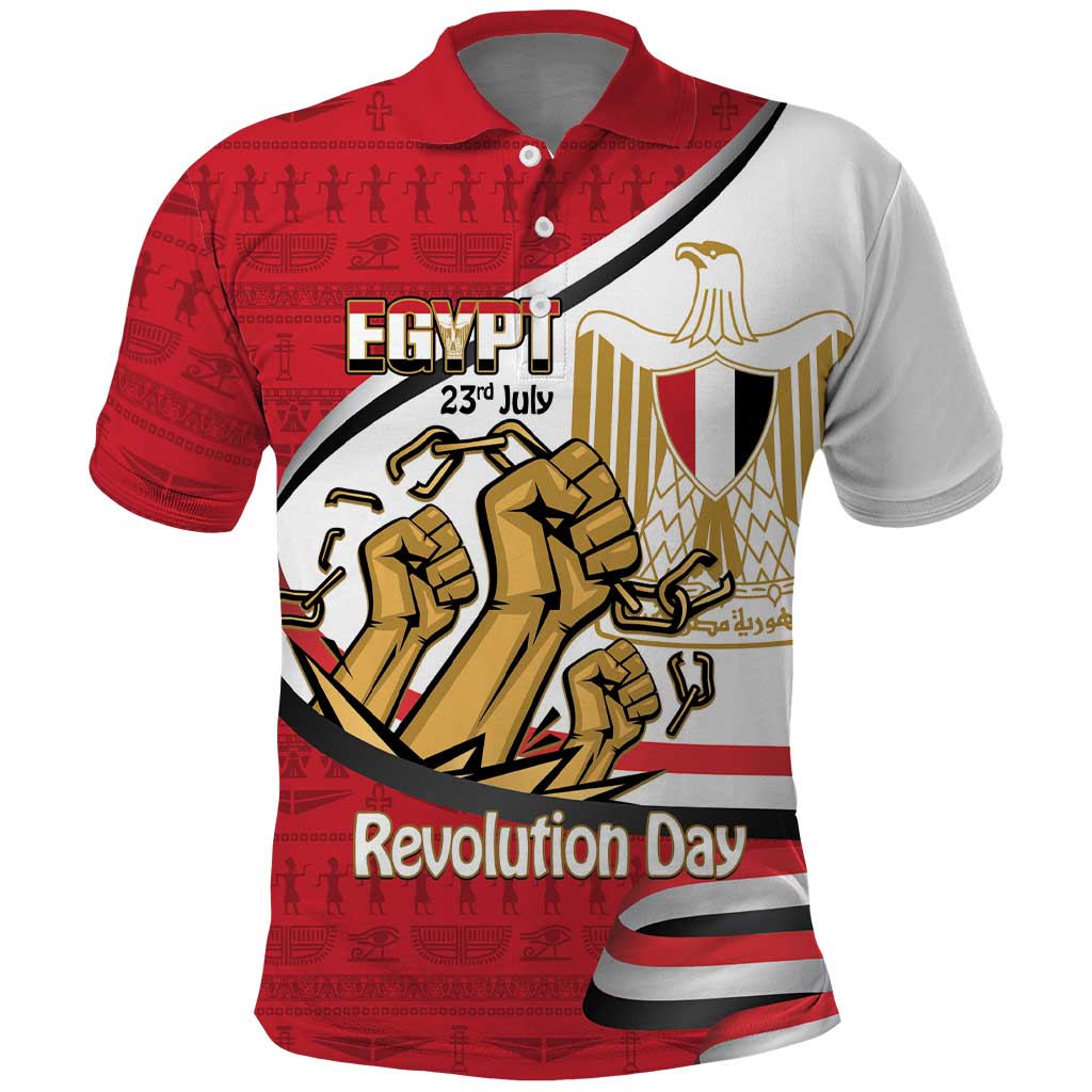 Egypt Revolution Day Polo Shirt Coat of Arms Egyptian Pattern