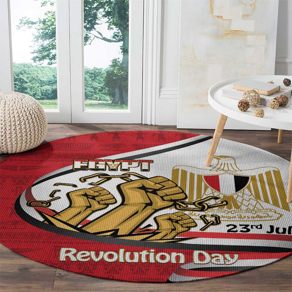Egypt Revolution Day Round Carpet Coat of Arms Egyptian Pattern