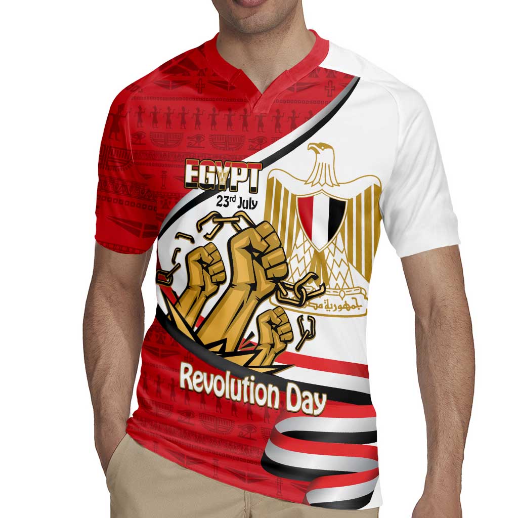 Egypt Revolution Day Rugby Jersey Coat of Arms Egyptian Pattern