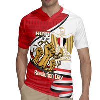 Egypt Revolution Day Rugby Jersey Coat of Arms Egyptian Pattern