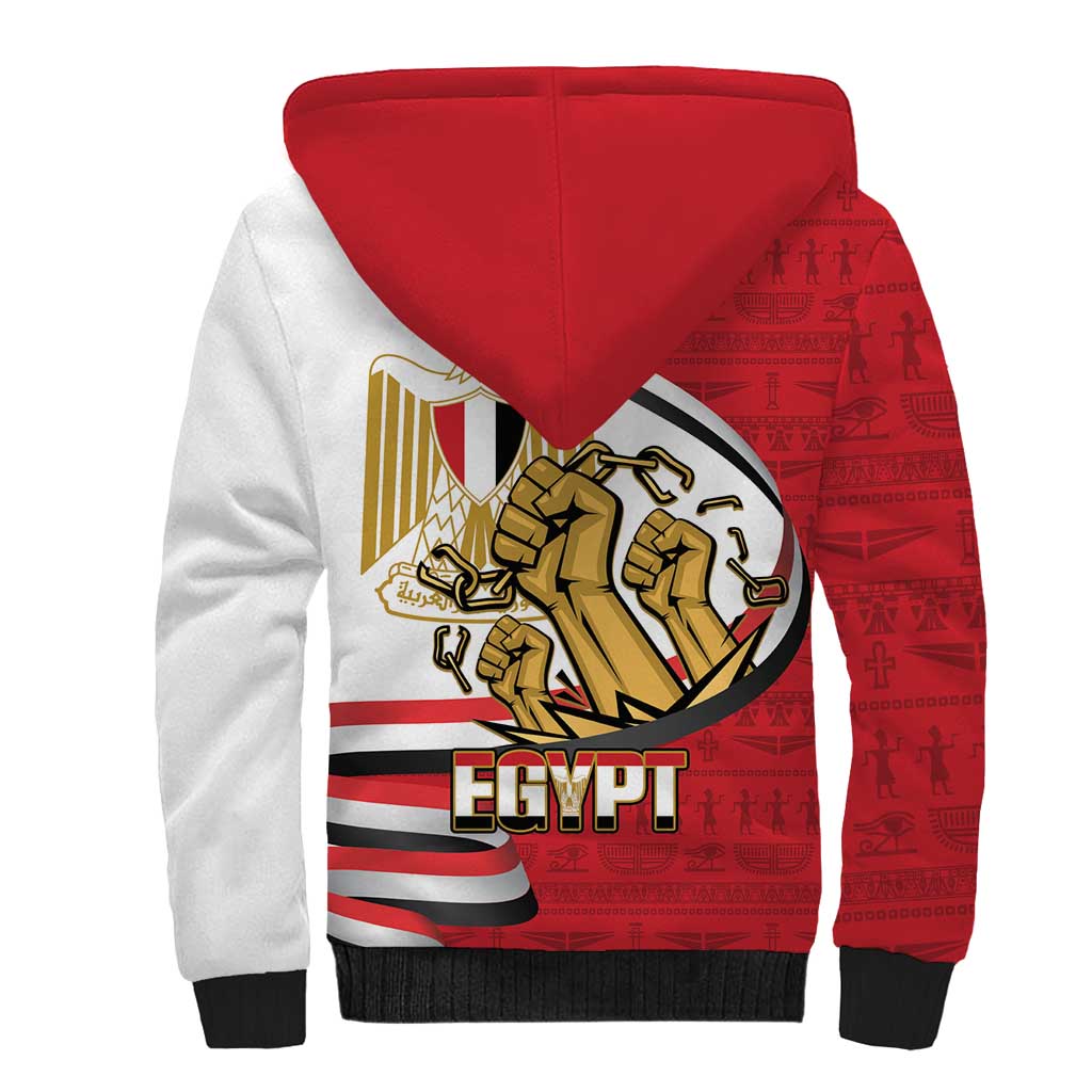Egypt Revolution Day Sherpa Hoodie Coat of Arms Egyptian Pattern
