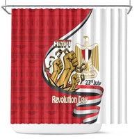 Egypt Revolution Day Shower Curtain Coat of Arms Egyptian Pattern