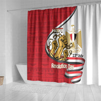 Egypt Revolution Day Shower Curtain Coat of Arms Egyptian Pattern