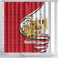 Egypt Revolution Day Shower Curtain Coat of Arms Egyptian Pattern