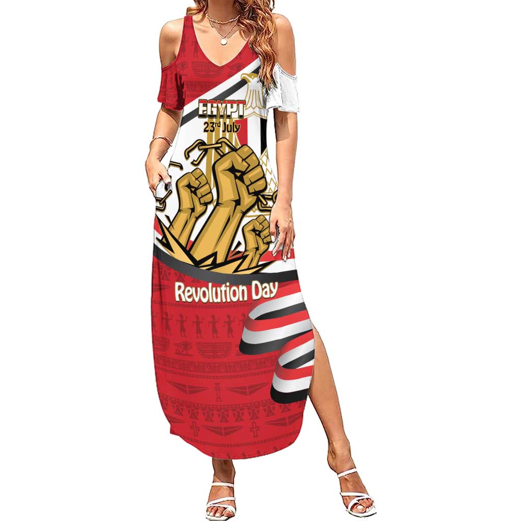 Egypt Revolution Day Summer Maxi Dress Coat of Arms Egyptian Pattern