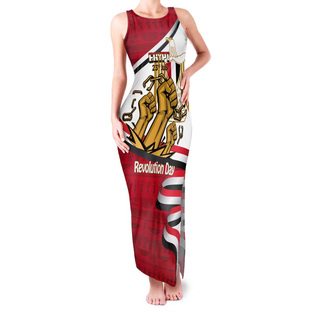 Egypt Revolution Day Tank Maxi Dress Coat of Arms Egyptian Pattern