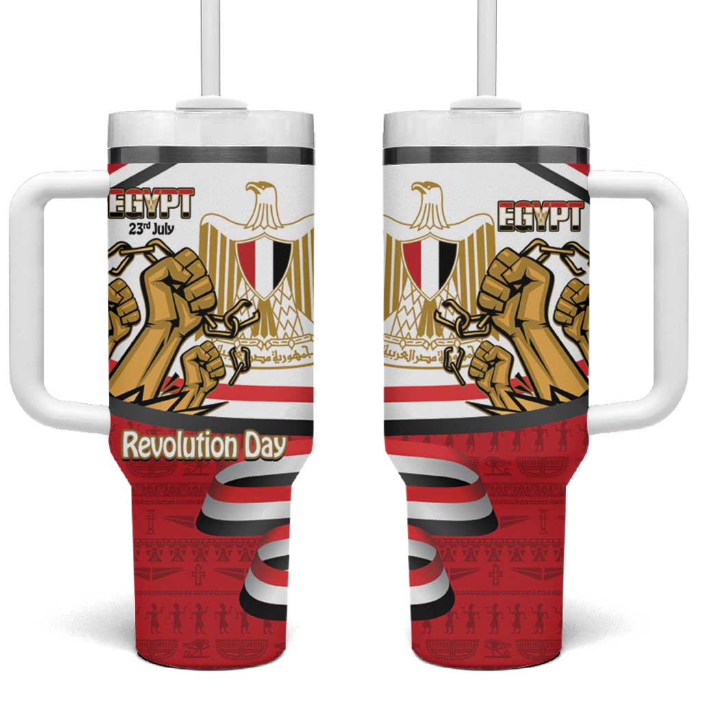 Egypt Revolution Day Tumbler With Handle Coat of Arms Egyptian Pattern