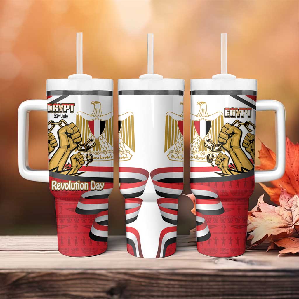 Egypt Revolution Day Tumbler With Handle Coat of Arms Egyptian Pattern