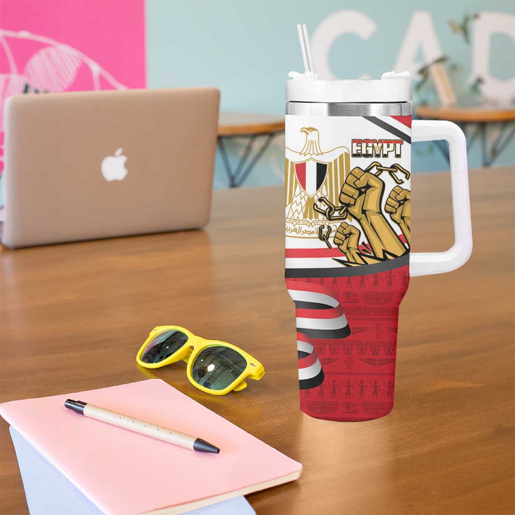 Egypt Revolution Day Tumbler With Handle Coat of Arms Egyptian Pattern