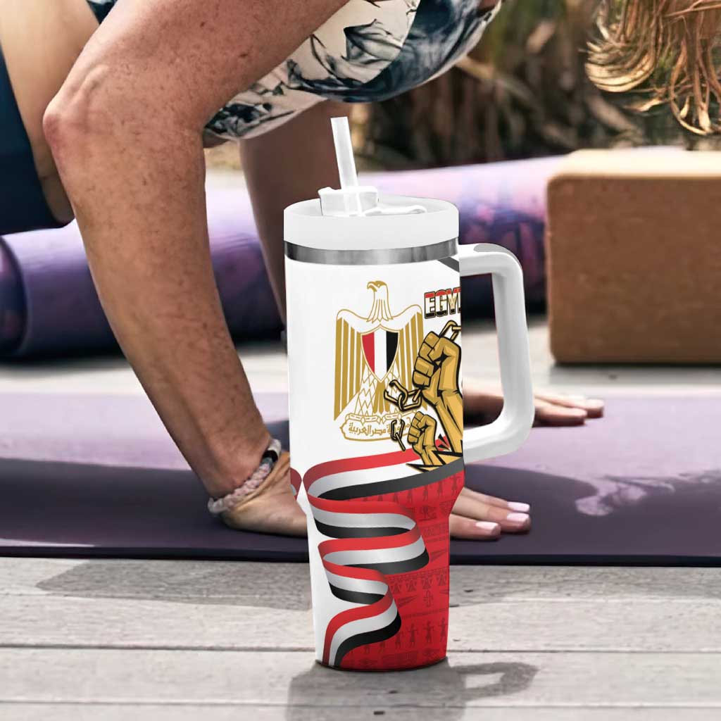 Egypt Revolution Day Tumbler With Handle Coat of Arms Egyptian Pattern