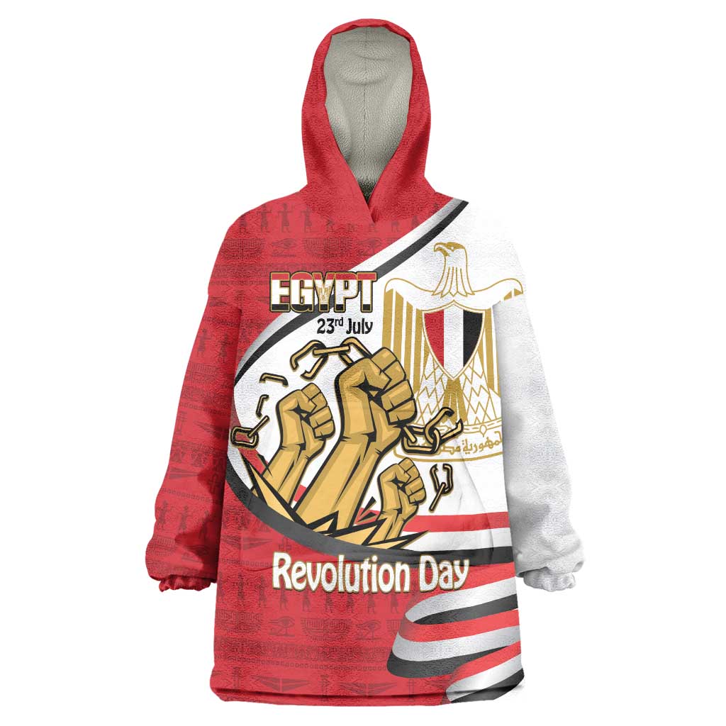 Egypt Revolution Day Wearable Blanket Hoodie Coat of Arms Egyptian Pattern