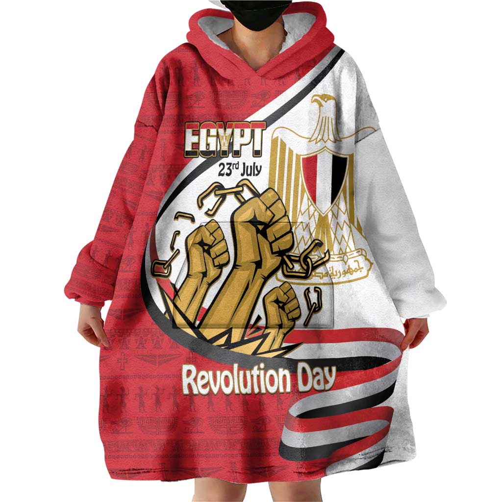 Egypt Revolution Day Wearable Blanket Hoodie Coat of Arms Egyptian Pattern