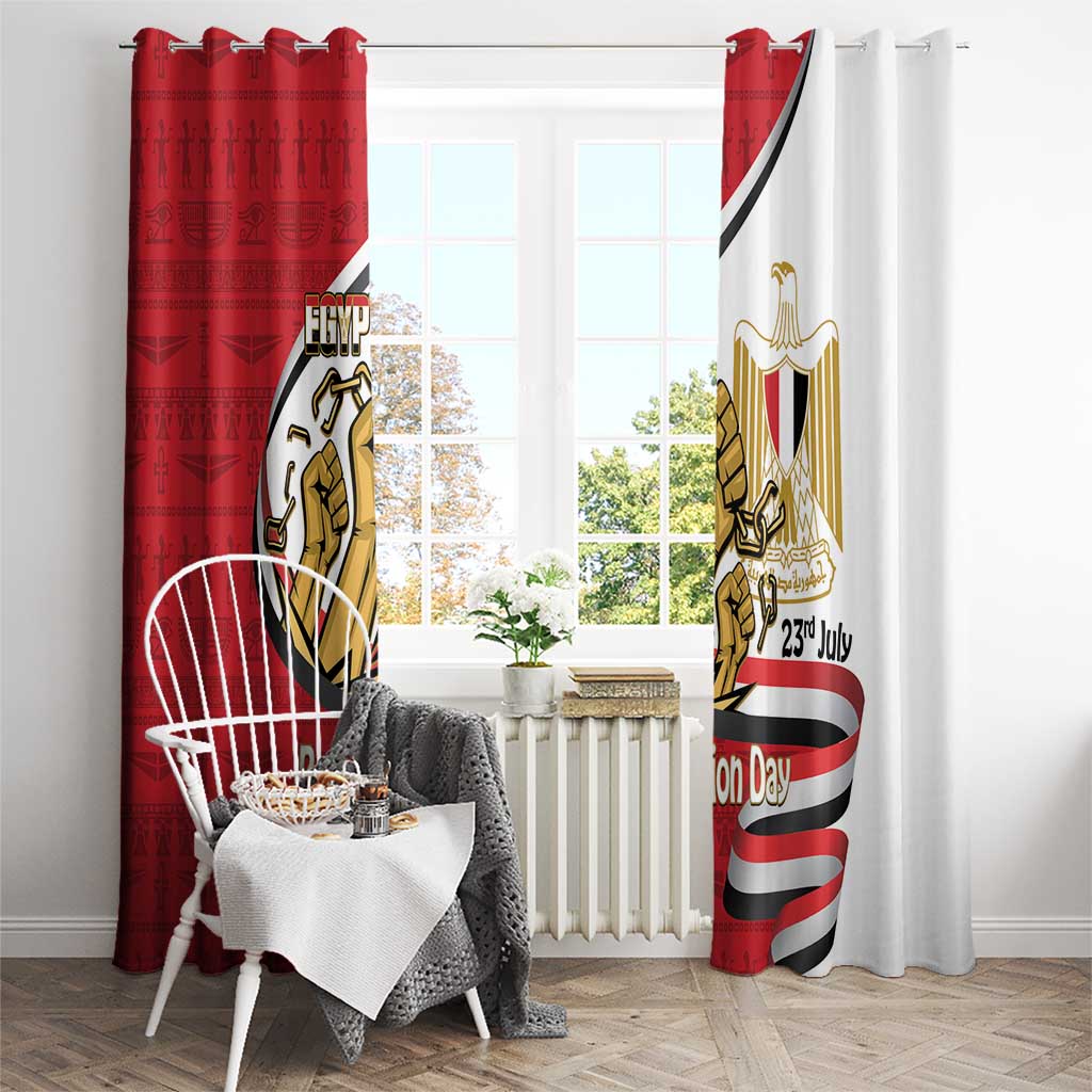 Egypt Revolution Day Window Curtain Coat of Arms Egyptian Pattern