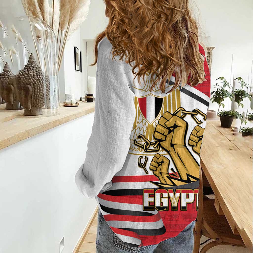 Egypt Revolution Day Women Casual Shirt Coat of Arms Egyptian Pattern