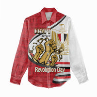Egypt Revolution Day Women Casual Shirt Coat of Arms Egyptian Pattern