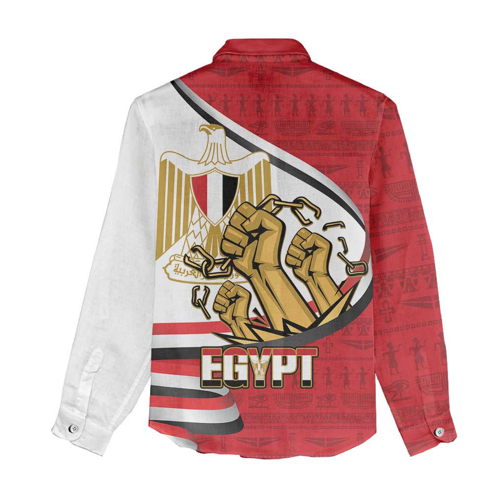 Egypt Revolution Day Women Casual Shirt Coat of Arms Egyptian Pattern