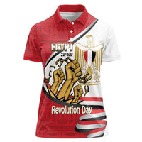 Egypt Revolution Day Women Polo Shirt Coat of Arms Egyptian Pattern