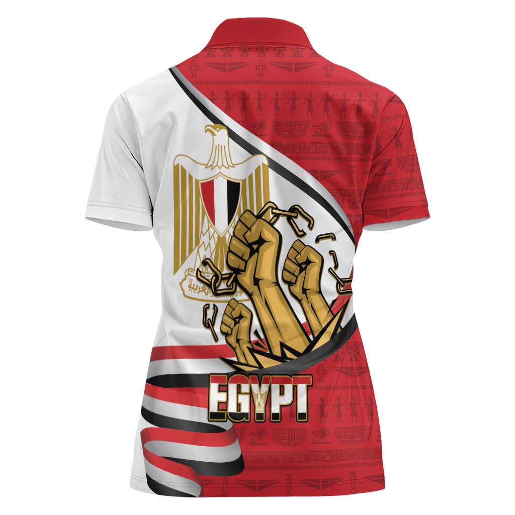 Egypt Revolution Day Women Polo Shirt Coat of Arms Egyptian Pattern
