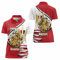Egypt Revolution Day Women Polo Shirt Coat of Arms Egyptian Pattern