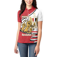 Egypt Revolution Day Women Polo Shirt Coat of Arms Egyptian Pattern