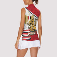 Egypt Revolution Day Women Sleeveless Polo Shirt Coat of Arms Egyptian Pattern