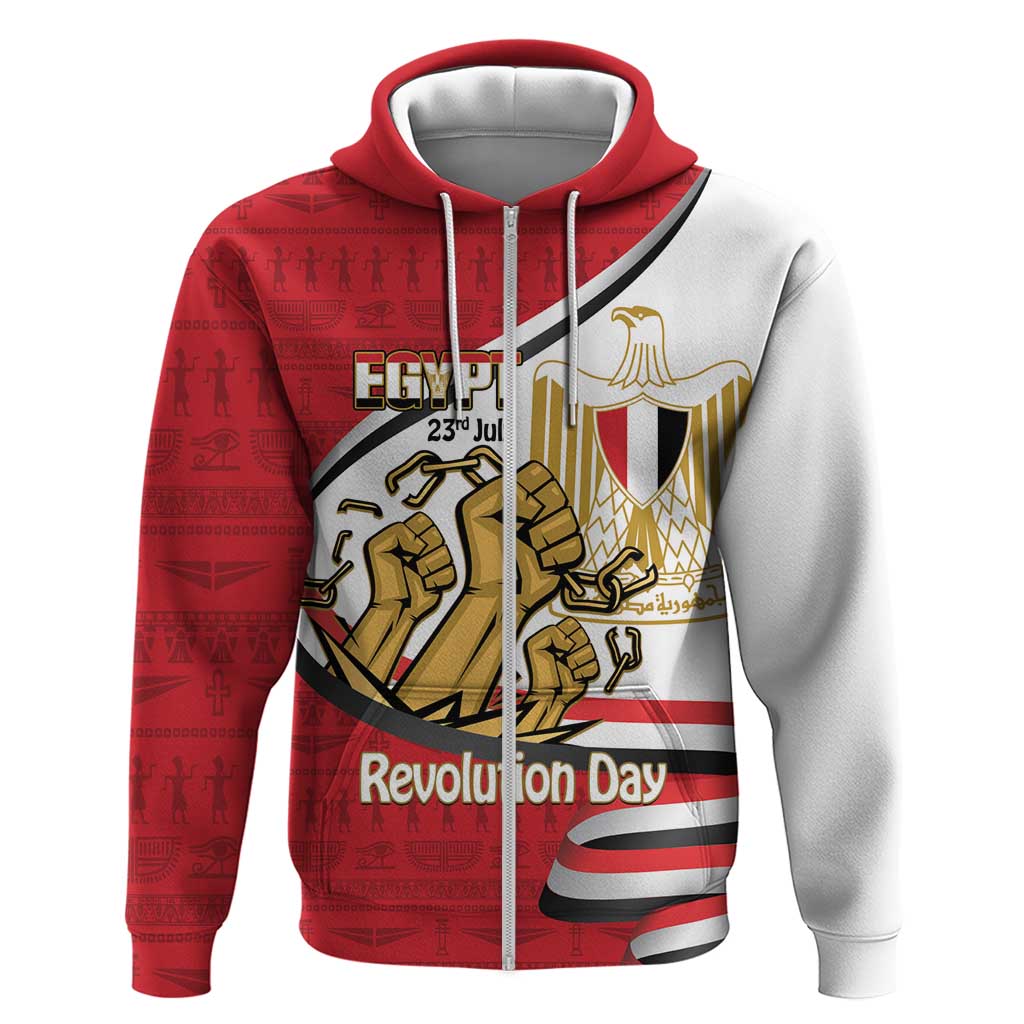 Egypt Revolution Day Zip Hoodie Coat of Arms Egyptian Pattern