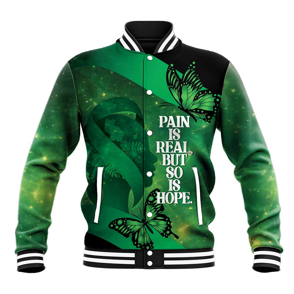 Personalised World Mental Health Awareness Month Baseball Jacket Warriors Brave Strong Galaxy Vibes