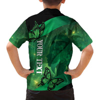 Personalised World Mental Health Awareness Month Family Matching Off The Shoulder Long Sleeve Dress and Hawaiian Shirt Warriors Brave Strong Galaxy Vibes
