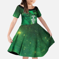 Personalised World Mental Health Awareness Month Family Matching Off The Shoulder Long Sleeve Dress and Hawaiian Shirt Warriors Brave Strong Galaxy Vibes